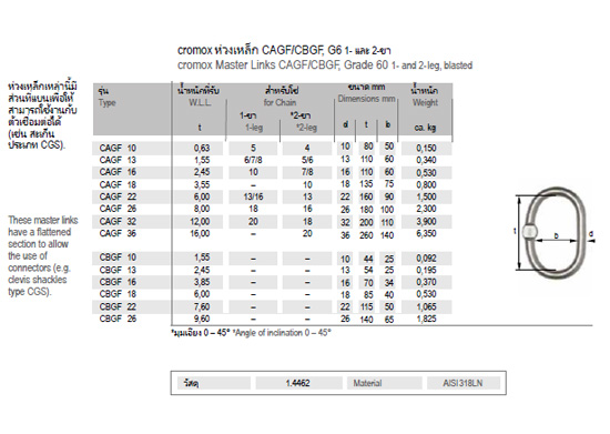 ห่วงเหล็ก CAGF/CBGF, G6 1-2 ขา