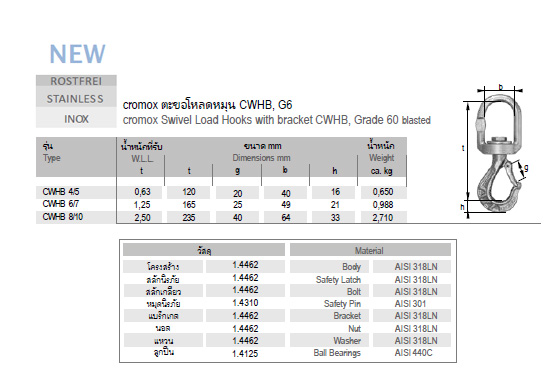 ตะขอโหลดหมุน CWHB, G6