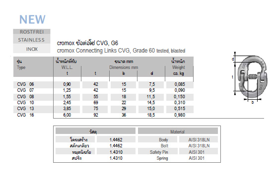 ข้อต่อโซ่ CVG, G6 