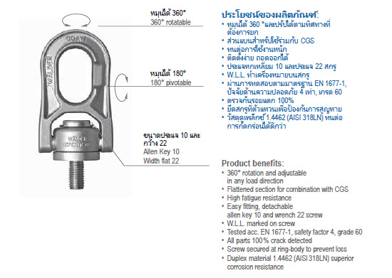 จุดยกแบบหมุนได้ CDAW, 1.4462, G6 