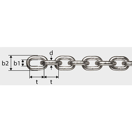 Conveyor Chain CFK, AISI 316L, Grade 60 tested, calibrated, blasted