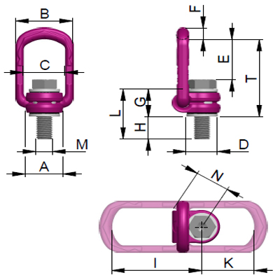 Load ring VLBG-PLUS 1,35t M12 with ICE-bolt