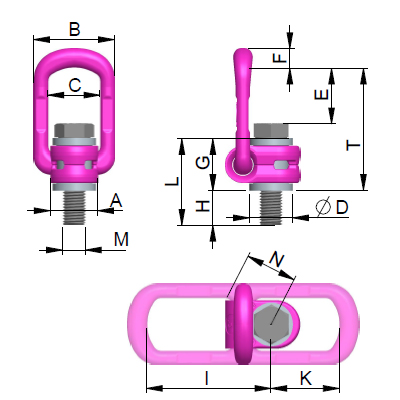 Load ring VLBG 1,2t M14 with bolt (H=21)