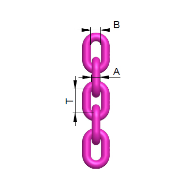 VIP-round steel link chain VMK 10x30 packing unit: 100 mtr.