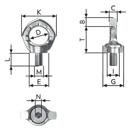 INOX-STAR eyebolt-1t-M16 - L=50